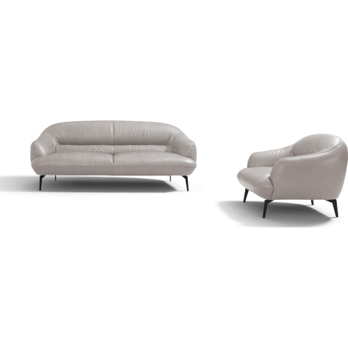 Leonia Loveseat in Taupe Leather & Metal